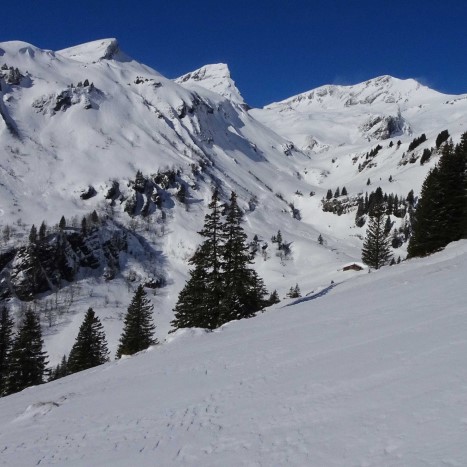 Aufstieg zum Grindelgrat, das Schwarzhorn ganz in weiss